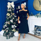 Jackie Floral Bardot Occasion Midi Dress Black