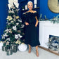 Jackie Floral Bardot Occasion Midi Dress Black