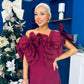 Jackie Floral Bardot Occasion Midi Dress Burgundy