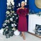 Jackie Floral Bardot Occasion Midi Dress Burgundy