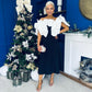 Jackie Floral Bardot Occasion Midi Dress Monochrome