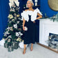 Jackie Floral Bardot Occasion Midi Dress Monochrome