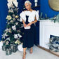 Jackie Floral Bardot Occasion Midi Dress Monochrome