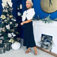 Jackie Floral Bardot Occasion Midi Dress Monochrome
