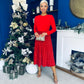 River Sequin Skirt Occasion Midi Dress Red