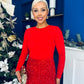 River Sequin Skirt Occasion Midi Dress Red