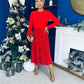 River Sequin Skirt Occasion Midi Dress Red