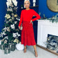 River Sequin Skirt Occasion Midi Dress Red