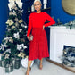 River Sequin Skirt Occasion Midi Dress Red