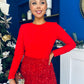 River Sequin Skirt Occasion Midi Dress Red