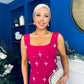 Sabrina Pearl Embellished Occasion Dress Raspberry