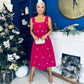 Sabrina Pearl Embellished Occasion Dress Raspberry
