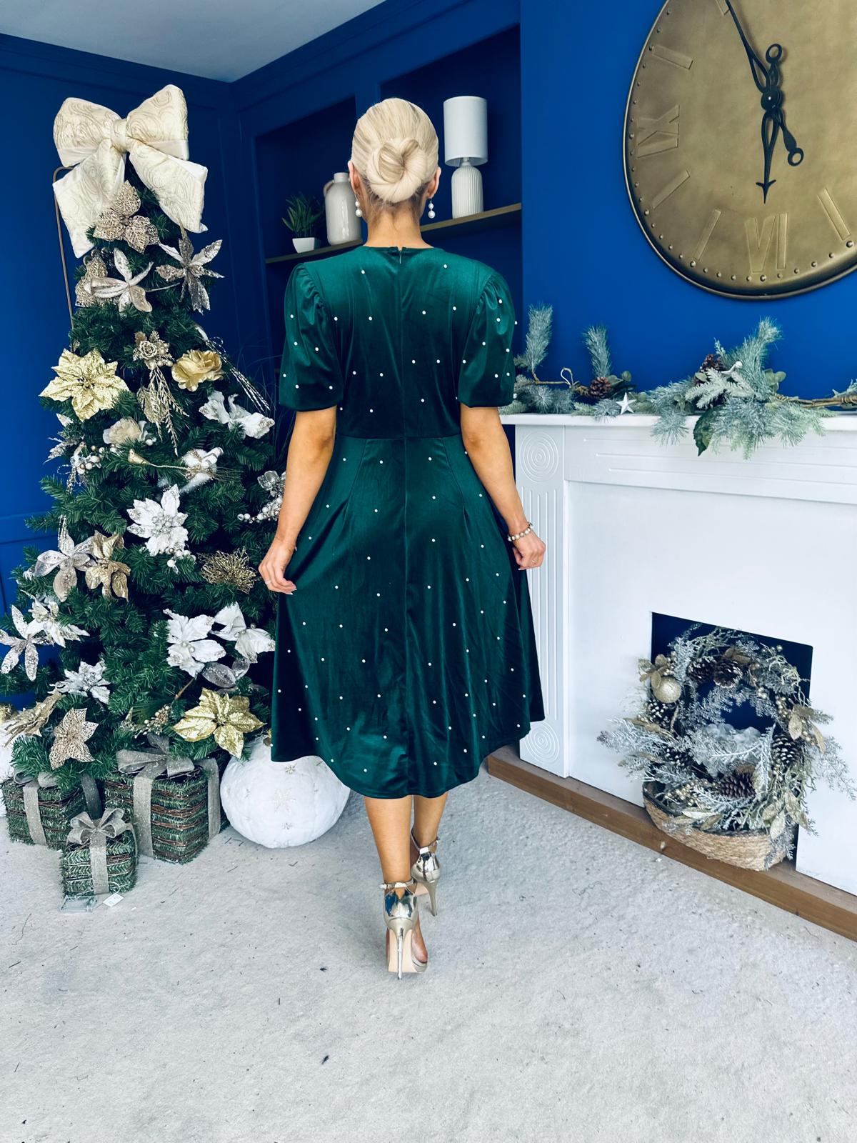 Casey Pearl & Velvet Occasion Dress Forest