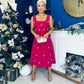 Sabrina Pearl Embellished Occasion Dress Raspberry