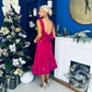 Sabrina Pearl Embellished Occasion Dress Raspberry