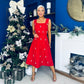 Sabrina Pearl Embellished Occasion Dress Red
