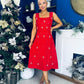 Sabrina Pearl Embellished Occasion Dress Red