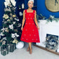 Sabrina Pearl Embellished Occasion Dress Red