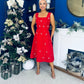 Sabrina Pearl Embellished Occasion Dress Red