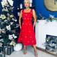 Sabrina Pearl Embellished Occasion Dress Red