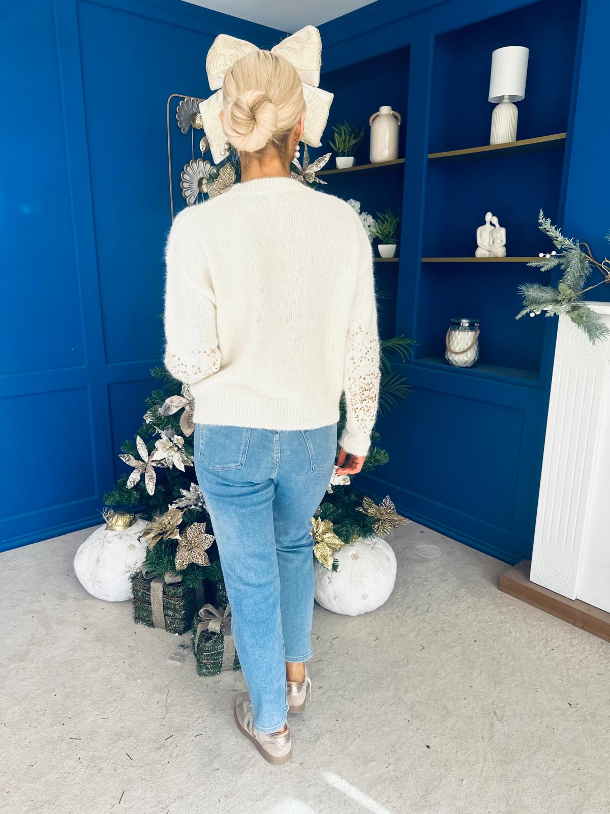 Hina Sequin Knit Jumper Cream