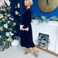 Muireann Bow Detail Studded Velvet Midi Dress Black