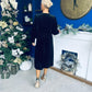 Muireann Bow Detail Studded Velvet Midi Dress Black
