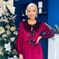 Muireann Bow Detail Studded Velvet Midi Dress Wine