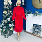 Muireann Bow Detail Studded Velvet Midi Dress Red