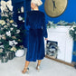 Muireann Bow Detail Studded Velvet Midi Dress Navy