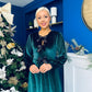 Muireann Bow Detail Studded Velvet Midi Dress Forest