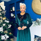 Muireann Bow Detail Studded Velvet Midi Dress Forest