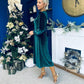 Muireann Bow Detail Studded Velvet Midi Dress Forest