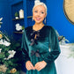 Muireann Bow Detail Studded Velvet Midi Dress Forest