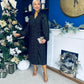 Selena Detailed Wrap Midi Dress Black