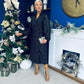 Selena Detailed Wrap Midi Dress Black