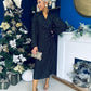 Selena Detailed Wrap Midi Dress Black