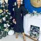 Selena Detailed Wrap Midi Dress Black
