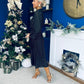 Selena Detailed Wrap Midi Dress Black