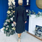 Selena Detailed Wrap Midi Dress Black