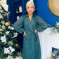 Selena Detailed Wrap Midi Dress Forest