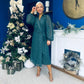 Selena Detailed Wrap Midi Dress Forest