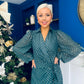 Selena Detailed Wrap Midi Dress Forest