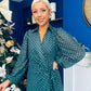 Selena Detailed Wrap Midi Dress Forest