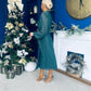 Selena Detailed Wrap Midi Dress Forest