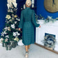 Selena Detailed Wrap Midi Dress Forest