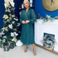 Selena Detailed Wrap Midi Dress Forest