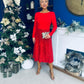 Evelyn Sequin Skirt Occasion Dress Red