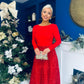 Evelyn Sequin Skirt Occasion Dress Red