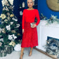 Evelyn Sequin Skirt Occasion Dress Red